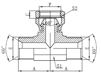 Rysunek hydrauliczny trójnika BSP